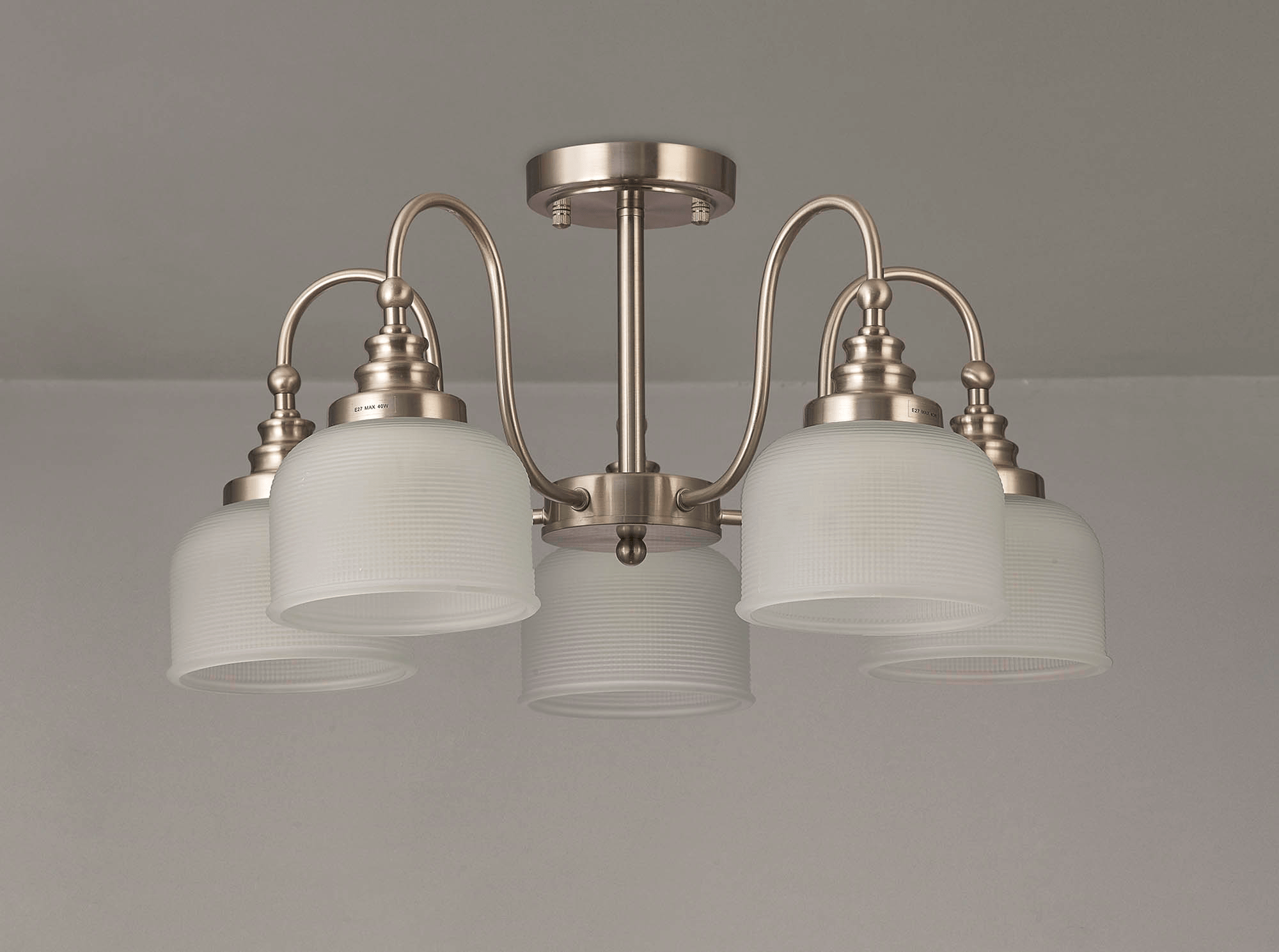 Sledmere 5 Light With E27 Lamp holders and Cut Glass Shades (Converts to Semi Flush) - Luminosity Designs Ltd