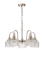 Sledmere 5 Light With E27 Lamp holders and Cut Glass Shades (Converts to Semi Flush) - Luminosity Designs Ltd