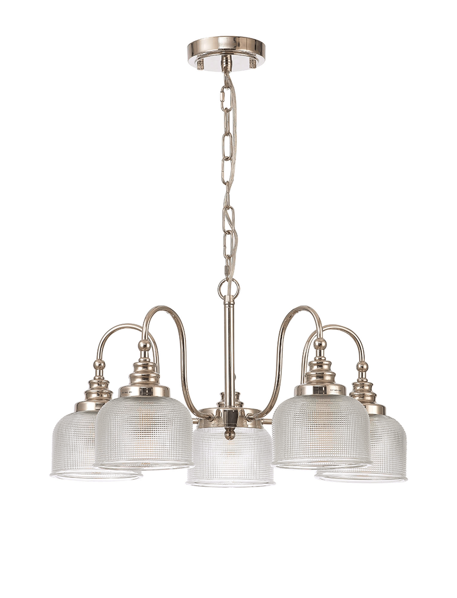 Sledmere 5 Light With E27 Lamp holders and Cut Glass Shades (Converts to Semi Flush) - Luminosity Designs Ltd