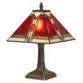 Oaks Lighting - Small Aztec Red Tiffany Table Lamp - Luminosity Designs Ltd