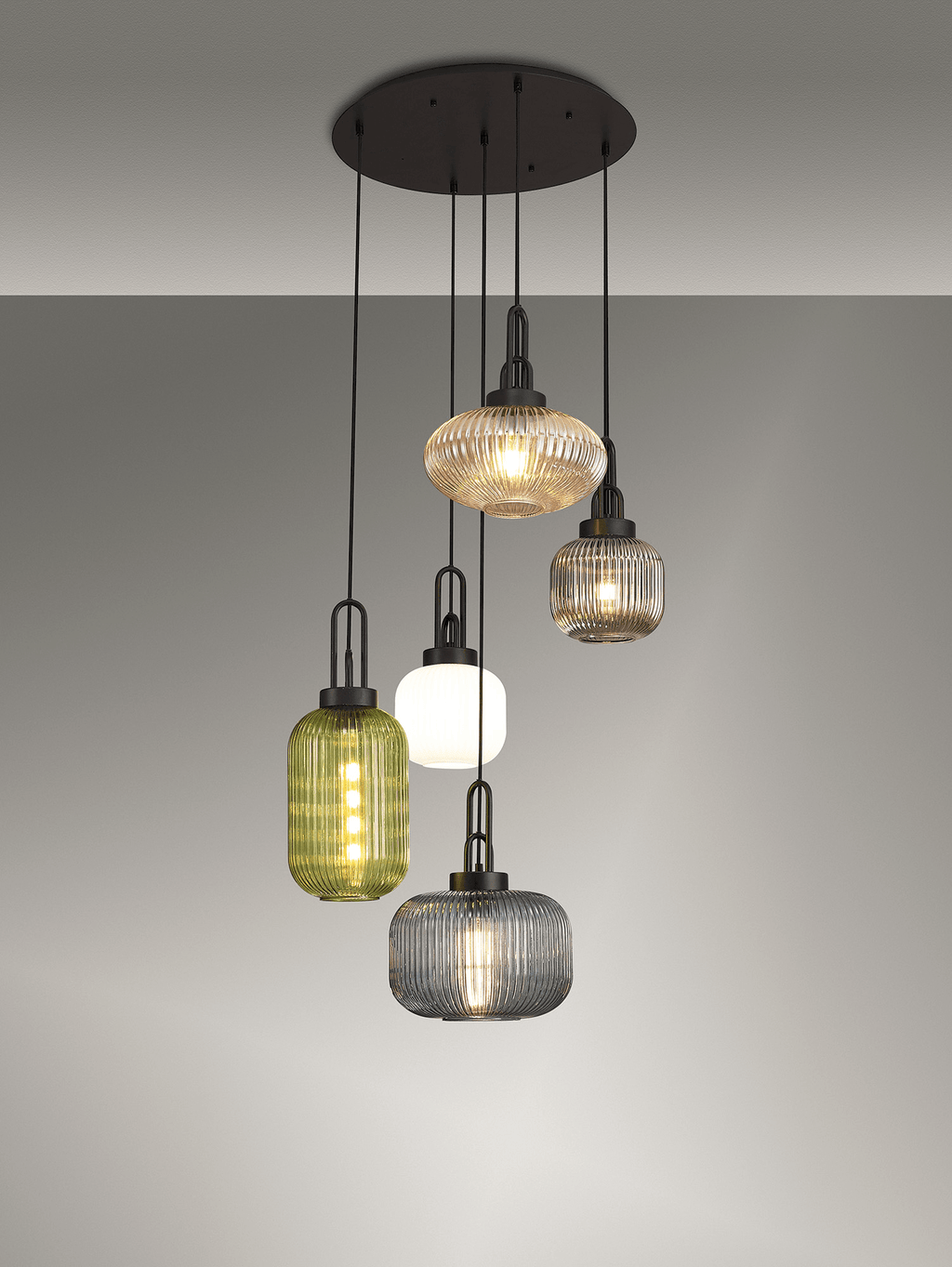 Luminosity Designs - Small Pendulum Ribbed Glass Shades - Luminosity Designs Ltd