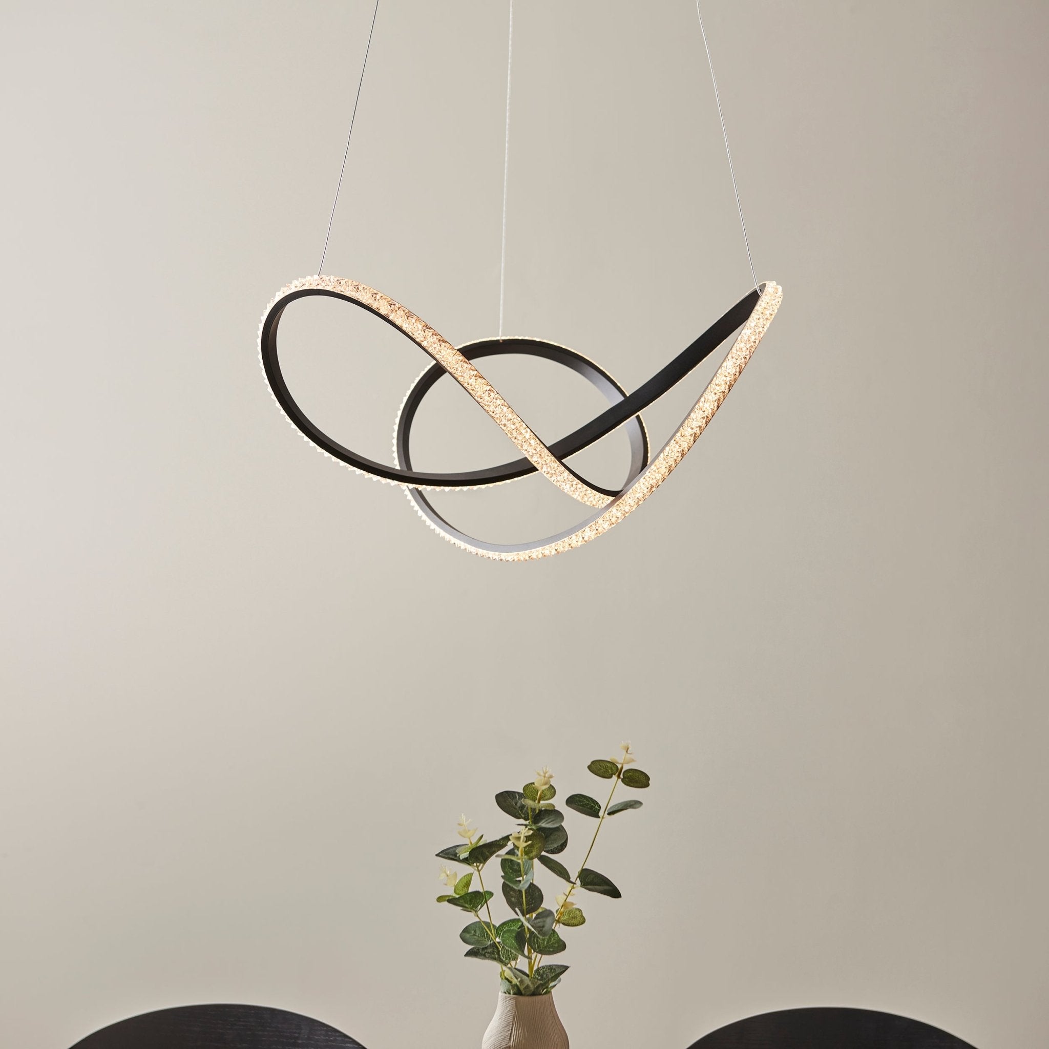 Luminosity Designs - Swoop Contemporary Neon Faceted Pendant - Luminosity Designs Ltd