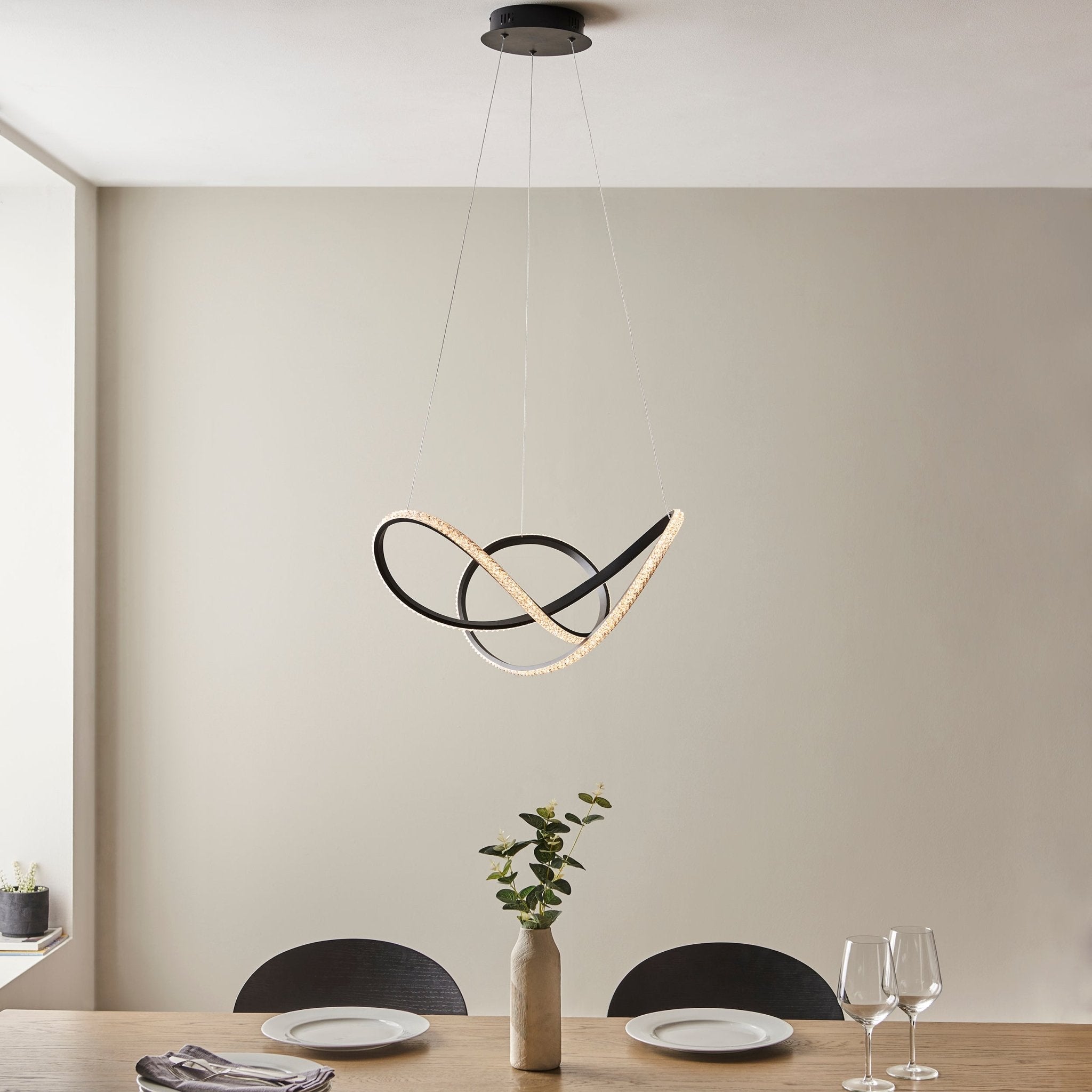 Luminosity Designs - Swoop Contemporary Neon Faceted Pendant - Luminosity Designs Ltd