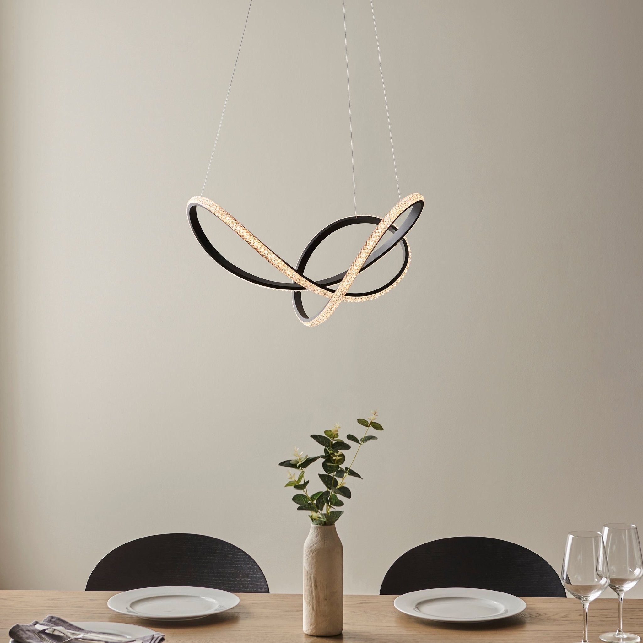 Luminosity Designs - Swoop Contemporary Neon Faceted Pendant - Luminosity Designs Ltd