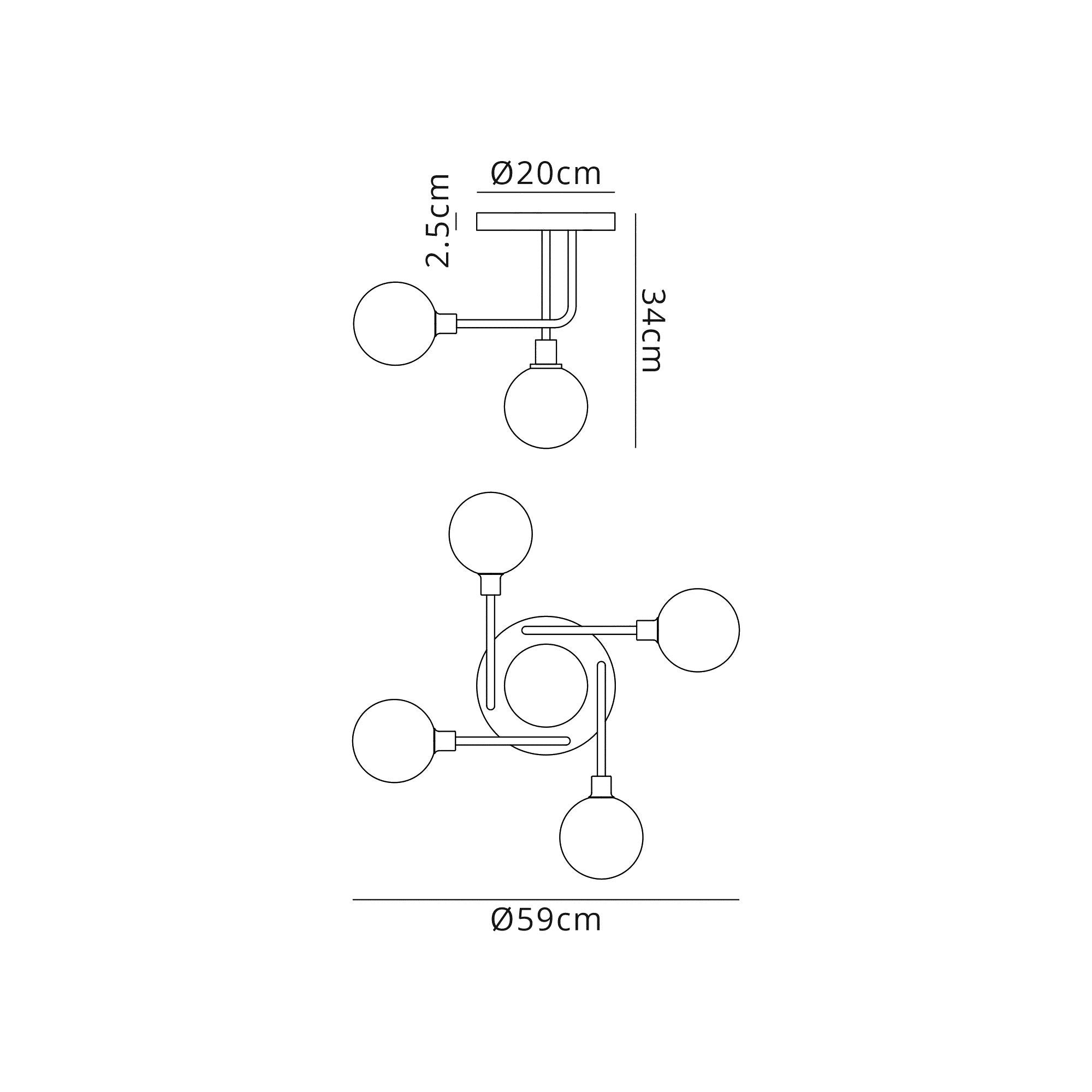 Luminosity Designs - Tesla 5 Light Semi Flush - Luminosity Designs Ltd