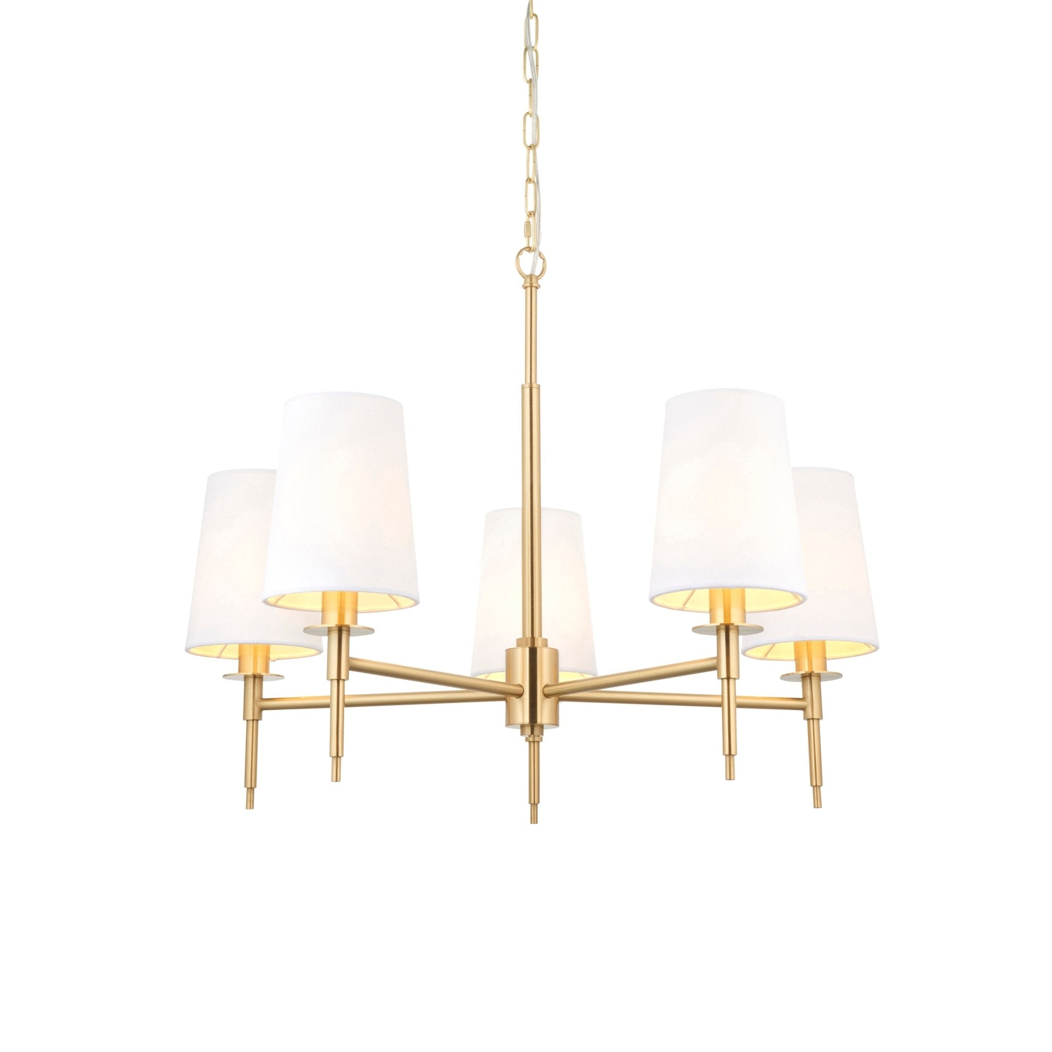 Luminosity Designs - The Savoy 5 Light Fitting With Natural Linen Shades E14 - Luminosity Designs Ltd