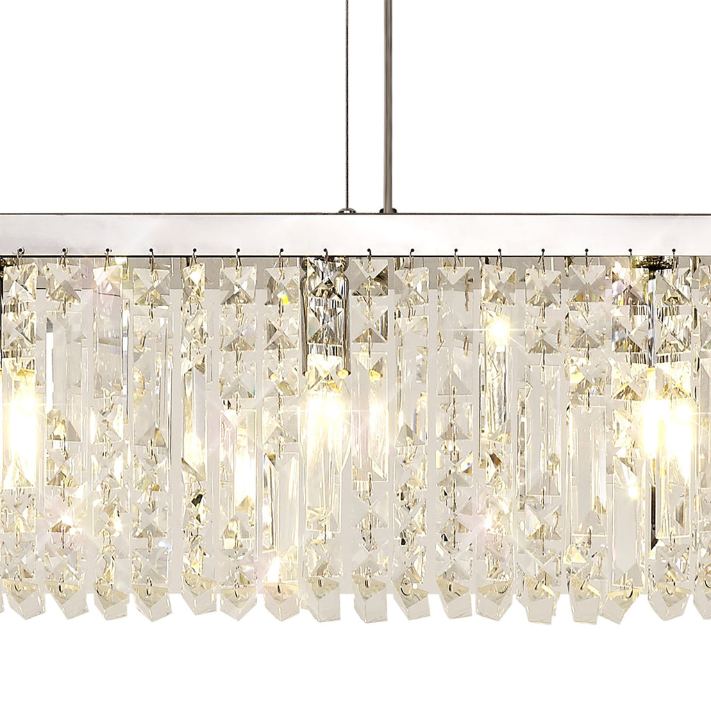 Cruise Rectangular Pure Crystal 102x9cm Linear Pendant Chandelier, 5 Light E14