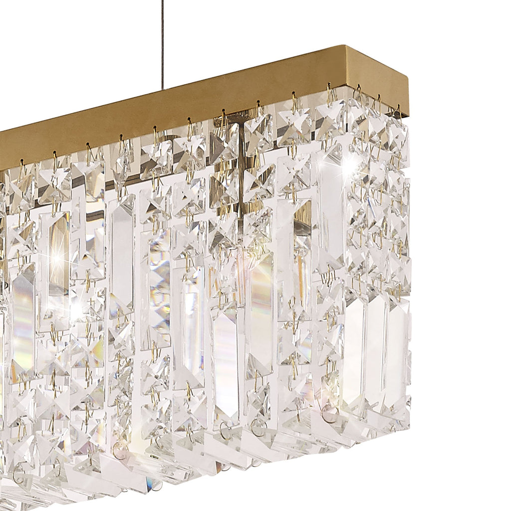 Cruise Rectangular Pure Crystal 102x9cm Linear Pendant Chandelier, 5 Light E14