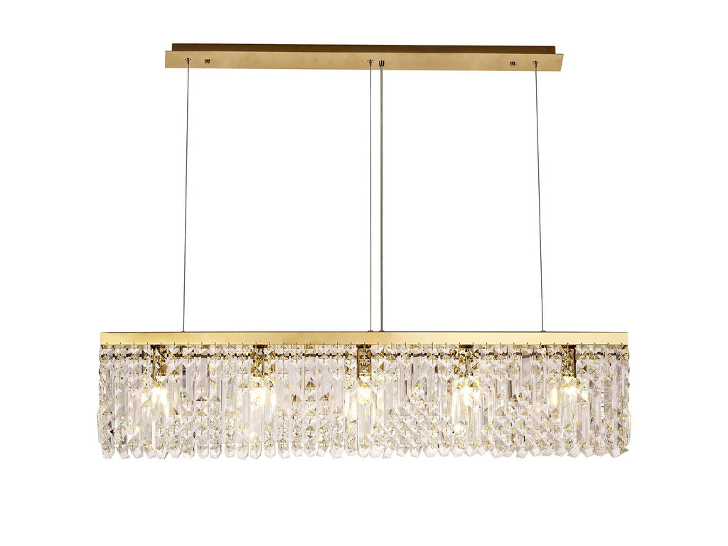 Cruise Rectangular Pure Crystal 102x9cm Linear Pendant Chandelier, 5 Light E14