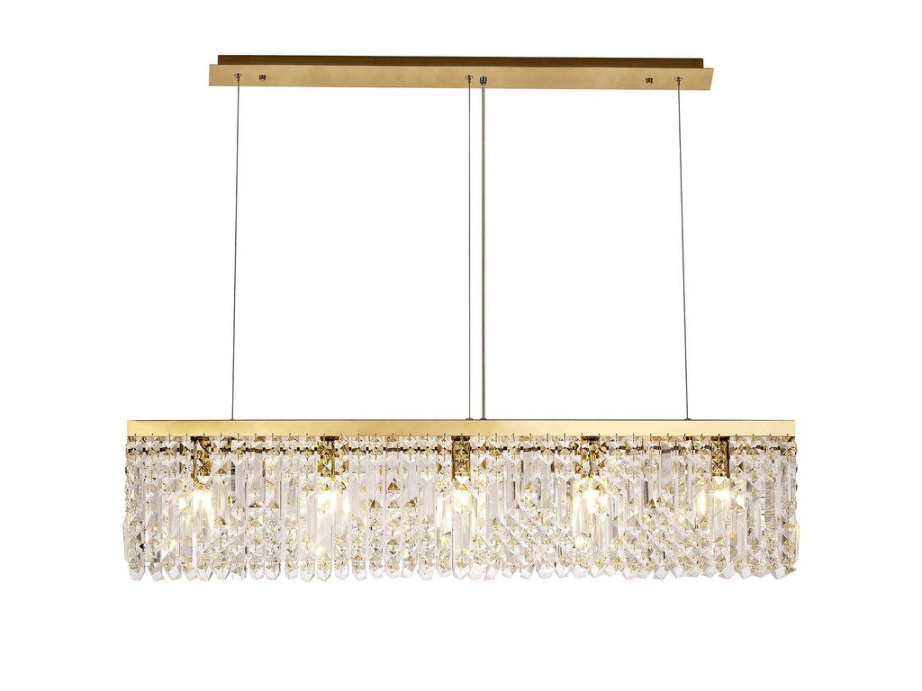 Cruise Rectangular Pure Crystal 102x9cm Linear Pendant Chandelier, 5 Light E14