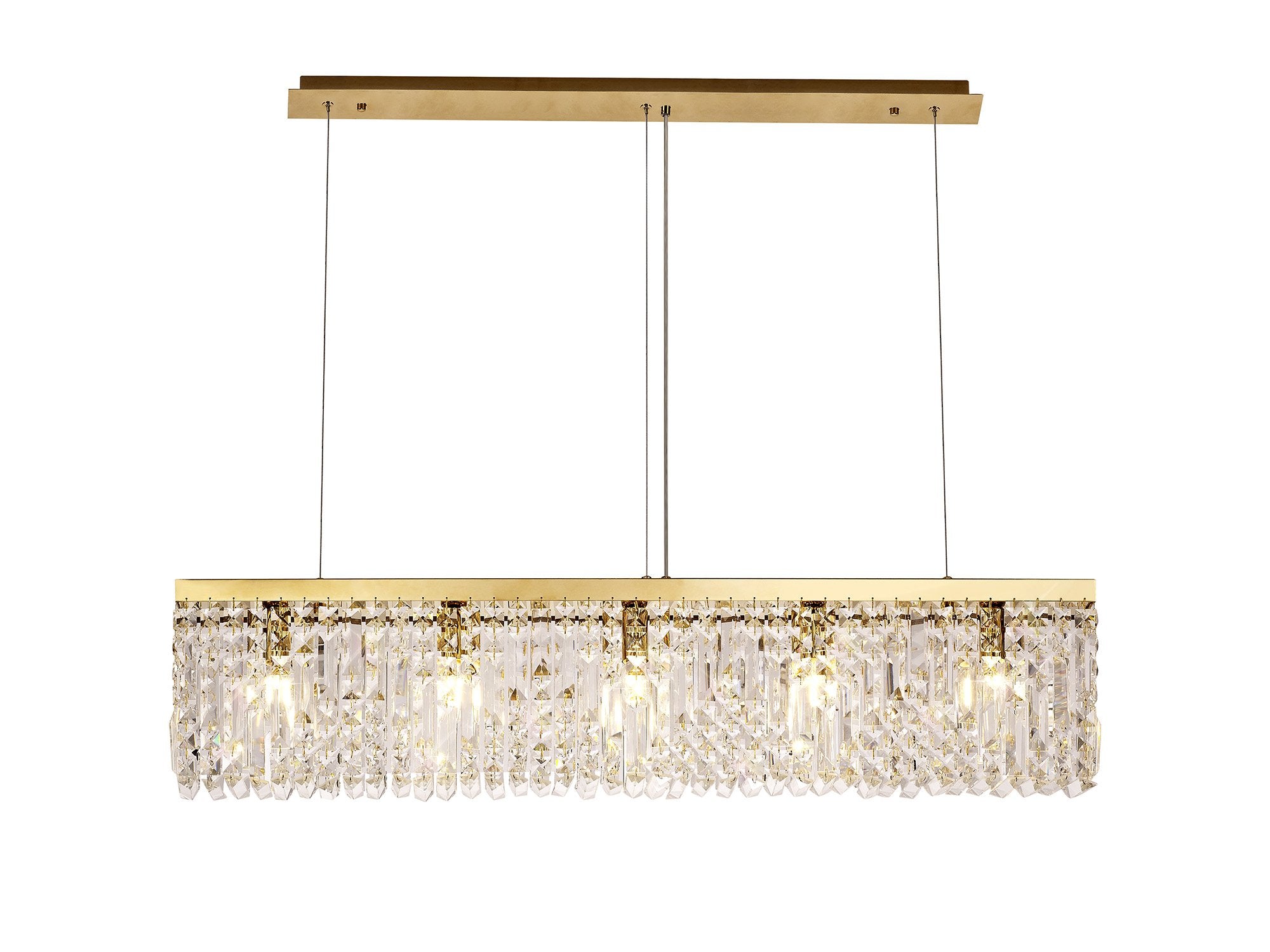 Cruise Rectangular Pure Crystal 102x9cm Linear Pendant Chandelier, 5 Light E14