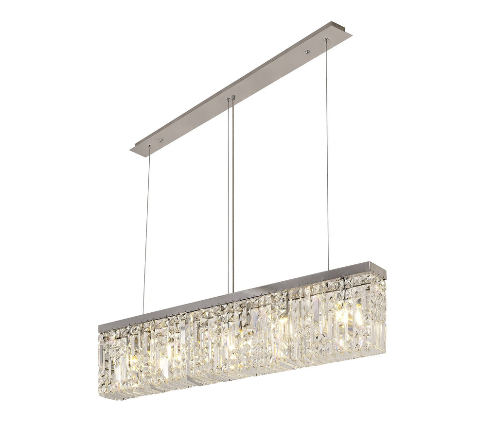 Cruise Rectangular Pure Crystal 102x9cm Linear Pendant Chandelier, 5 Light E14