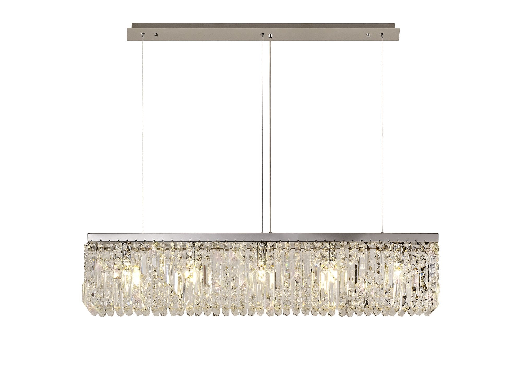 Cruise Rectangular Pure Crystal 102x9cm Linear Pendant Chandelier, 5 Light E14