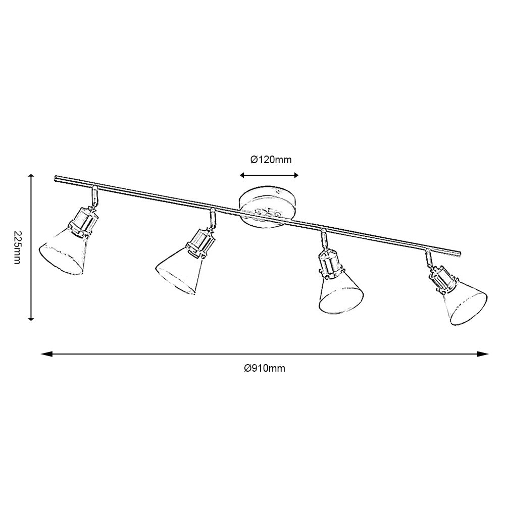 Oaks Lighting - Torne Metal and Clear Quad Spotlight Bar - Luminosity Designs Ltd