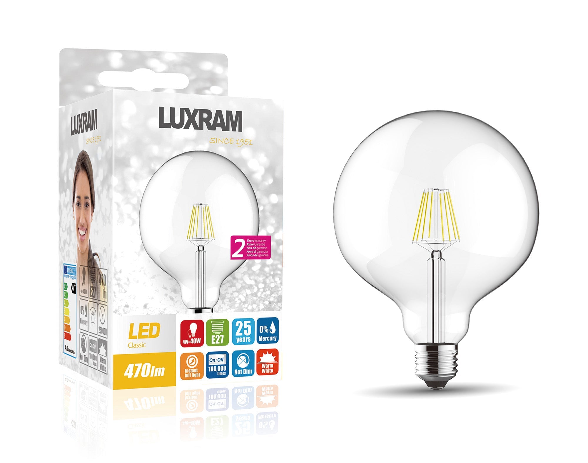 Crompton - Vintage Globe LED Filament Bulb - Luminosity Designs Ltd