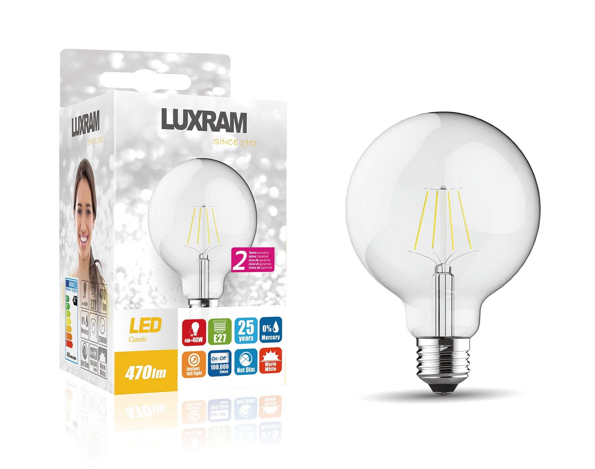 Crompton - Vintage Globe LED Filament Bulb - Luminosity Designs Ltd