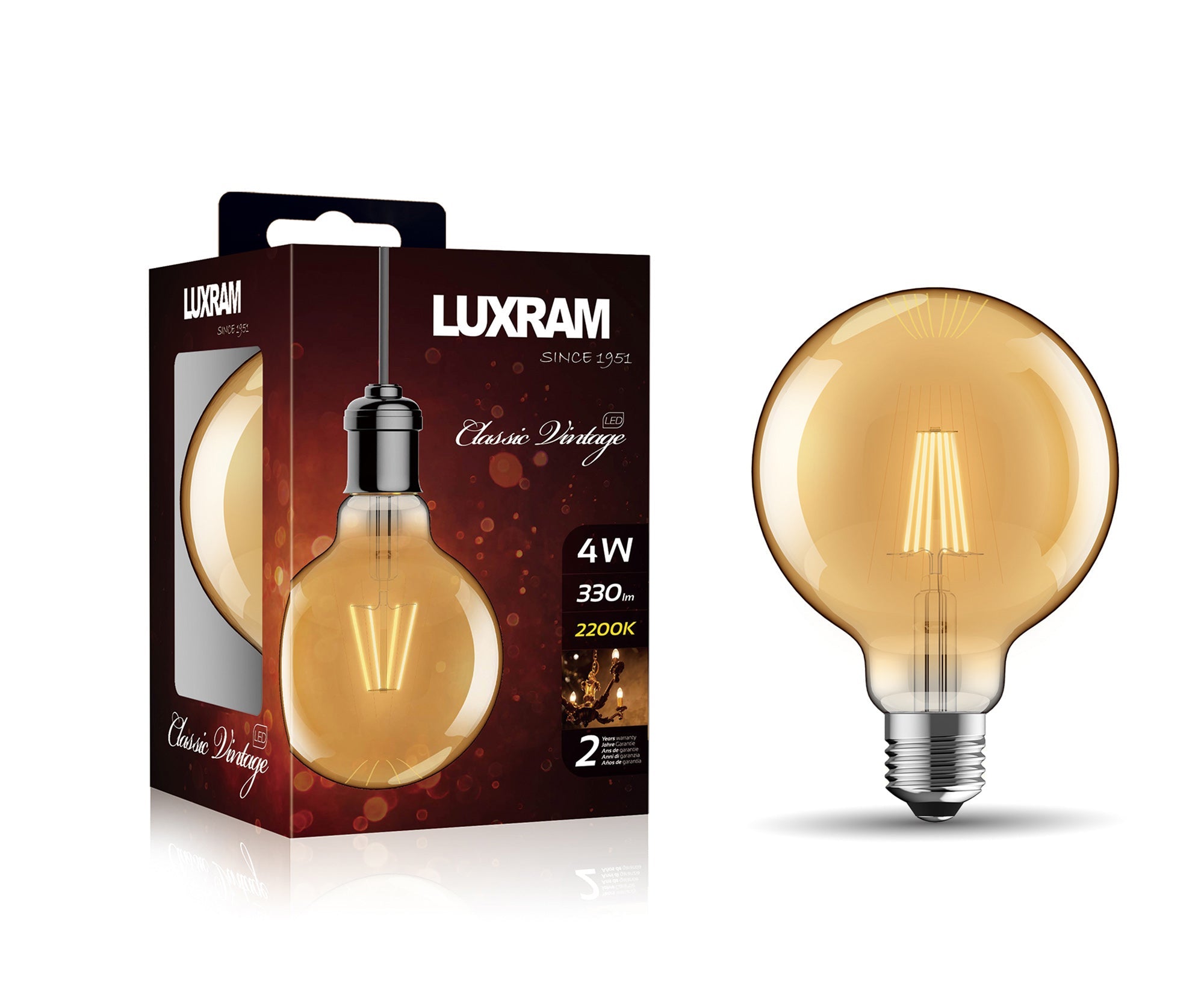 Crompton - Vintage Globe LED Filament Bulb - Luminosity Designs Ltd