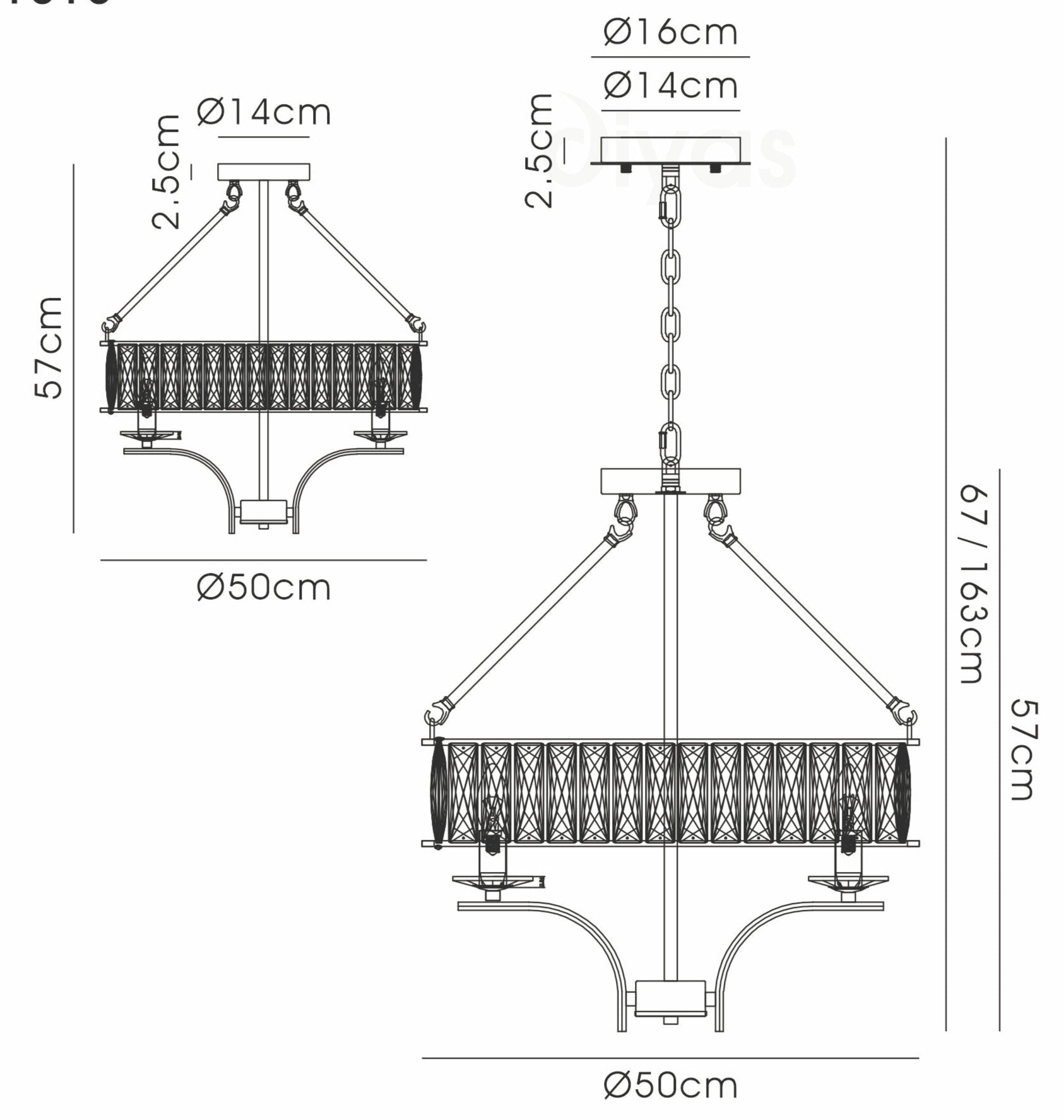 Diyas - Vivienne 4 Light Crystal Pendant / Semi Flush - Luminosity Designs Ltd