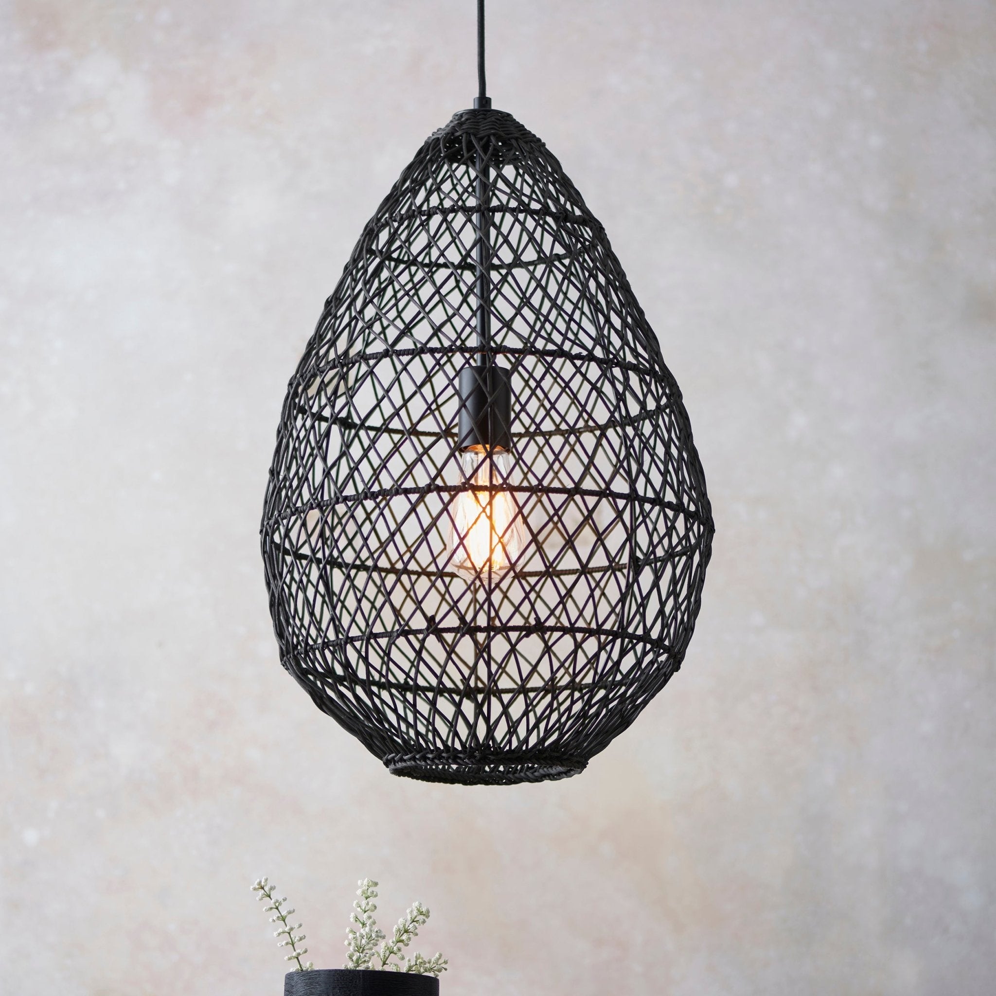 Luminosity Designs - Wasp Black Rattan Pendant - Luminosity Designs Ltd