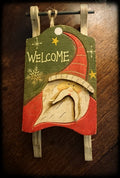 Luminosity Designs - Wooden decorative Sled Decoration - Welcome Santa - Luminosity Designs Ltd